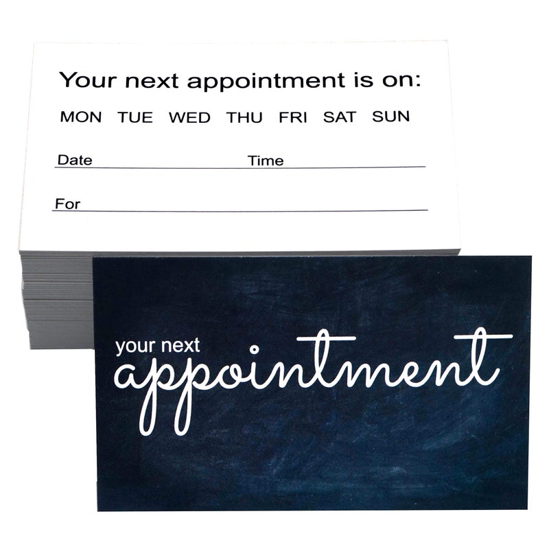 RXBC2011 Appointment Reminder Cards Pack of 100 Chalkboard Black and White - Image 1